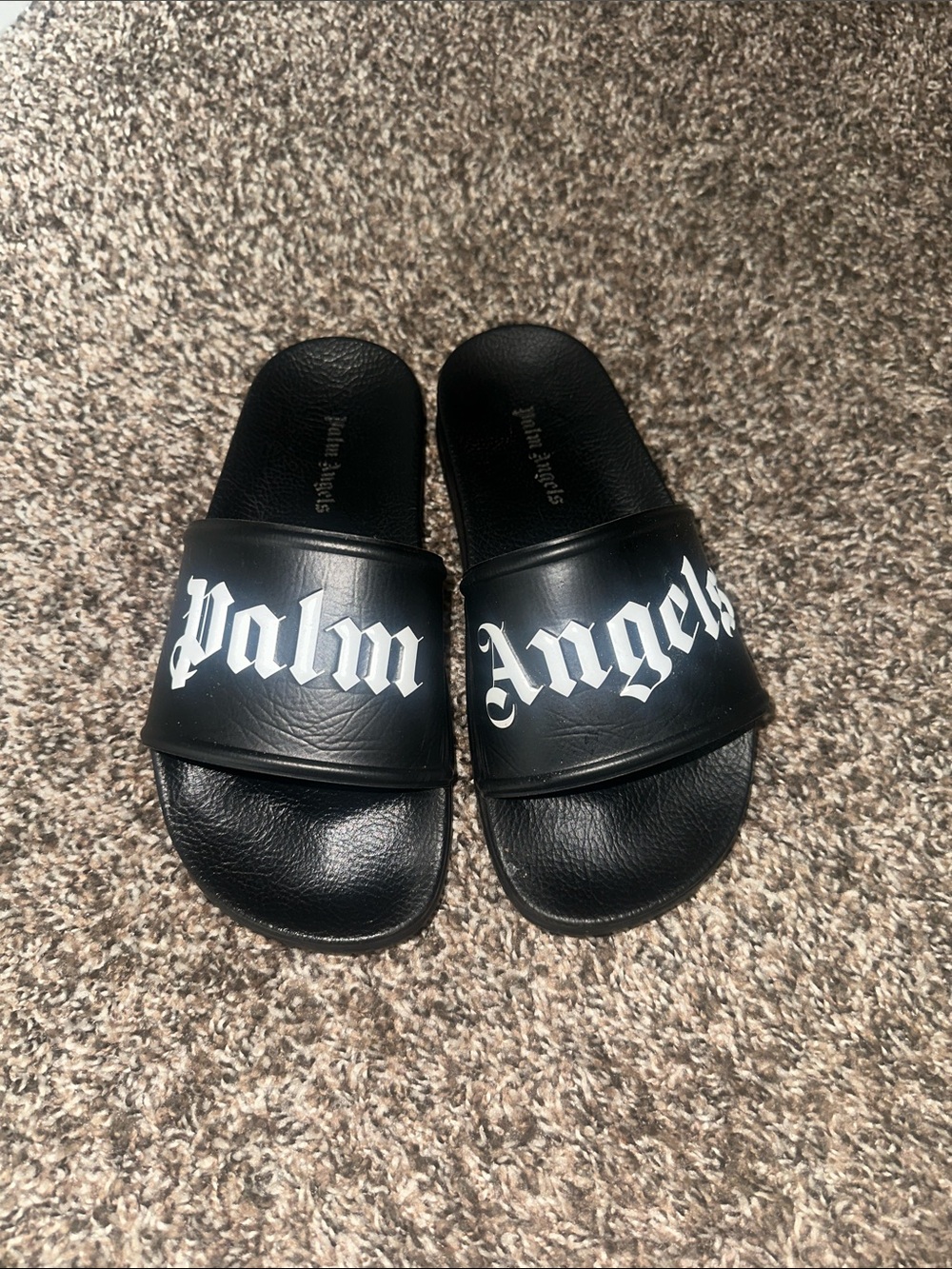 Palm Angels Black Slides with White Logo